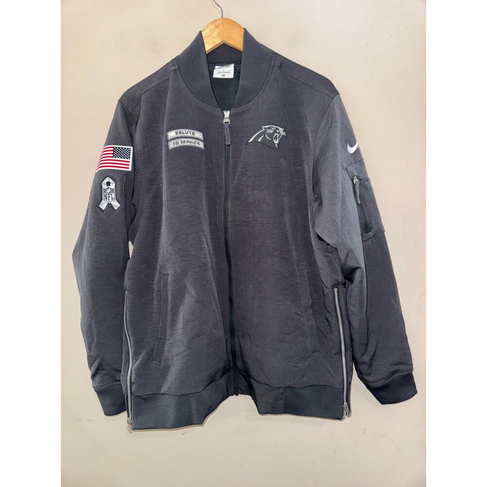 Mens L Nike NFL Carolina Panthers Team Issued PE Salute To Service Bomber Jacket